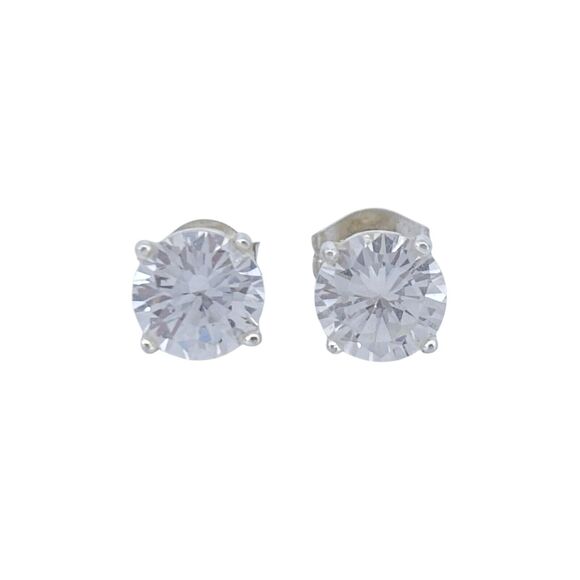 6mm Cubic Zirconia Stud Earrings | Vintage Sterling Silver 925 - Picture 2 of 5